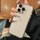 Luxury Bling Glitter Transparent Phone Case For iPhone 17 Air 16 Pro Max 15 14 13 12 11 XS XR 7 8 Plus 16e Shockproof Soft Cover