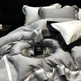 Luxury Satin Jacquard Bedding Set 1000TC Lyocell Cotton Soft Silky Duvet Cover Set Bed Sheet/Fitted Sheet Pillowcases 4Pcs