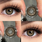 2Pcs Blue Myopia Contact Lenses for Eyes with Degree 0 to -8.00 Degree Brown Iris Lens Fashion Lenses Soft Beauty Pupil