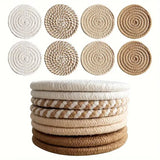 8-Piece Set Absorbent Coasters for Drinks, Minimalist Cotton Woven Coasters Coffee Table Decor Boho Cute Cup Coasters