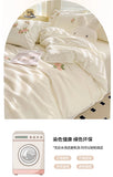3/4Pcs Washed Cotton Skin-friendly Soft Princess Rose Towel Embroidery Flowers Bedding Set Soft Duvet Cover Bed Sheet Pillowcase