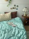 Pure Cotton Mint Heart Four-Piece Bedding Set Waed Cotton Bed eet Cover Duvet Cover Bed Canopy Sle Cotton Bedding