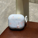 Cartoon cute dalmatian pink bow silicone earphone case for apple airpods 1 2 3 4 airpods pro 2 protection cover with keychain