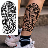 1 Sheet Compass Family Temporary Tattoos For Women Men Adults Flower Tribal Maori Totem Tattoo Sleeve Waterproof Temp Stickers