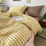 3pcs Retro Striped Japanese Duvet Cover Set Soft Polyester Grid Quilt Cover Full Queen Size Bedding Set without Sheet Drop Ship