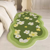 Bedroom Bedside Rug Soft Comfortable Fluffy Faux Cashmere Carpet Modern Style Moss Flower Pattern Irregularly Shaped Floor Mat