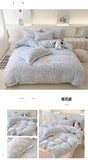 Princess Style Bedding Sets Ruffle Lace Bow Quilt Cover Romantic Print Bedclothes Home Decor Woman Girl Bedroom Duvet Cover 4pcs