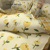 Ins Style Fashion Butterfly Bedding Set For Girls Boys Double Size Flat Sheet Duvet Cover Pillowcase Bed Linen Home Textile