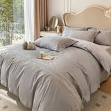 High-end 180S Long-staple 100% Cotton Embroidery Quilt Cover Fitted Sheet Autumn and Winter Light Luxury Comforter Bedding Sets