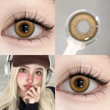 0~-8.00 Degree Color Contact Lenses with Prescription 1 Pair Myopia Brown Lenses Dark Soft Beautiful Pupil Iris Lenses
