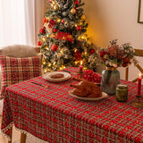 Christmas Snowflake Plaid Tablecloth Printed Tea Table Decor Kitchen Party Christmas New Year Decoration
