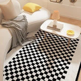 Fluffy Soft Bedside Rug Modern Style Carpets for Living Room Large Area Bedroom Decor Plaid Pattern Carpet Thick Plush Study Mat