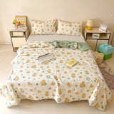 Washed Cotton Printed Summer Quilt Air Conditioner Thin Quilt Machine Washable Lightweight Single Double Bedding Soft Breathable