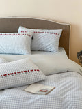 Cute Embroidered Waed Cotton Bedding Set Tee Four Pieces Color Woven Pure Cotton Bed eet Quilt Cover Bed Canopy