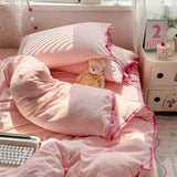 Ins Nordic Bedding Set Simple Style Polka Dot Duvet Cover Set Soft Flat Sheet Single Twin Size Double Bed Sheet Set For Bedroom