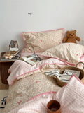 Pure Cotton Double Layered Lace Four Piece Bedding Set Cute South France Secret Garden Cartoon Design Bed eet Cover Duvet C...