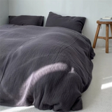 Ins Pure Washed Cotton Four-piece Bedding Set Pure Cotton 100 Solid Color Quilt Cover Set Bedding Three-piece Set