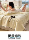 Summer Thin Quilt Ins Girl Bow Seersucker Washed Cotton Summer Quilt Single Dormitory Air Conditioner Blanket Machine Washable