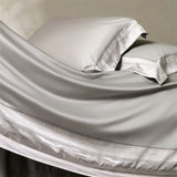 600TC Egyptian Cotton Bedding Set Luxury Satin Jacquard Border Duvet Cover Set Soft Grey High Thread Count Bed Sheet Pillowcases