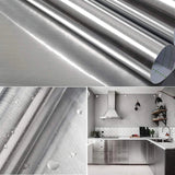 40cm brushed silver self-adhesive wallpaper modern fireproof and waterproof refrigerator living room kitchen countertop