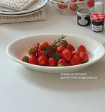 Ele Oval Cerc Plate Ins Sle Milk White for Restaurant Pastries Salads Fruits Pasta Multi Functional Diware