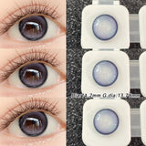 2pcs Ice Blue Colored Contact Lenses Natural Brown Prescription Lenses Big Eyes Soft Cosmetic Contacts for Daily Wear