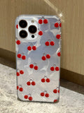 Red cherry water-ripple phone case for iphone 15pro 11 13 13pro 14promax 13promax 15promax 12 2024 new protection cover fundas