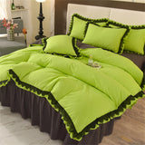 Princess Style Bedding Set Ruffle Duvet Cover With Lace Soft Four Piece Set Quilt Cover Bed Skirt Pillowcase Girls Bedroom Decor