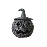Handcrafted Halloween Woven Pumpkin with Removable Lid Rustic-style Pumpkin Candy Storage Basket Plastic