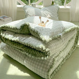 New Style Househould Quilt Bedroom 3D Bean Velvet Quilts Core Double Dormitory Autumn Winter Thickened Blanket