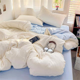 Solid Color Bedding Set Kids Twin Full Queen Size Washed Cotton Single Couple Duvet Cover Set Quilt Cover Pillowcases Bed Linen