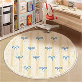 Round Bowknot Pattern Bedroom Rug Cartoon Cute Living Room Carpet Polyester Cozy Decoration for Girls Home Bedroom