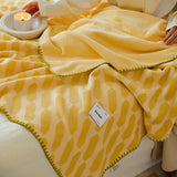 Nordic Simple Jacquard Sheep Fleece Blanket Luxury Autumn Winter Office Bedroom Nap Blanket Shawl Cushion for Single Double Size