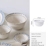 European-Style Court Ceramic Lace Staple Plate, Simple Blue Breakfast Mug, Underglaze Coffee Mug, Home Tableware Set