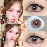 1 Pair Korean Fashion Lenses Pink Anime Lenses with Diopters Degree Big Eye Lenses Soft Beautiful Pupil High Quality Lens