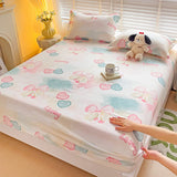 Purple Flower Bed Sheets Single/Queen/King Size Fitted Bed Sheet with Elastic Band drap de lit High Quality Mattress Cover 180