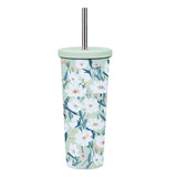 830ML Large Hole Thermos Cup With Straw And Pattern,Mug,Double Layer Stainless Steel Vacuum Flasks,Portable Insulated Water Cup