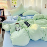 Solid Color Bedding Set Kids Twin Full Queen Size Washed Cotton Single Couple Duvet Cover Set Quilt Cover Pillowcases Bed Linen