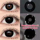 Eye Eyes Color Contacts Colored Contact Lenses Lens Small Pupil Cosmetics Cosplay Black 2Pcs 12 Months 1 Year Yearly Use