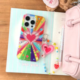 Cute Heart Colorful Rainbow Star Glitter Phone Case for IPhone 14 15 16 Pro Max 15pro 13 IMD Silicone Shockproof Back Cover Case