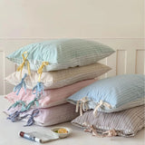 Double Sided Stripes Bow Pillow Case 48x74cm Soft Comfortable Covers Cotton Pillow Cover Pillow Sham for Beds Home Decoration