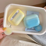 Korea Gradient Lemon Yellow Pendant Round Badge For AirPods Pro 2 Case For AirPods 1 2 3 4 Bluetooth Earphone Charging Box Cover