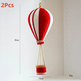 2Pcs Christmas Hot Air Balloon Pendants Flannel Tree Ornaments Creative Christmas Pendants Holiday Supplies Colorful Pearl Small