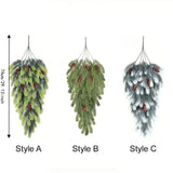 Teardrop Shape Artificial Christmas Pine Branches with Faux Pine Cone Green Hanging Snowy Norfolk Pine Needles Plastic Simulated