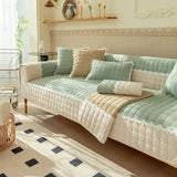 Quilted Velvet Sofa Covers, Couch Slipcover, Lace, Sectional Sofa Armchair Furniture Protector, Soft Warm, Non-slip