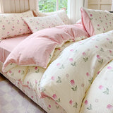 Ikeehome  Class A super soft jacquard cloud yarn cotton four-piece set, bed sheet, bed hat, quilt cover, student dormitory bed