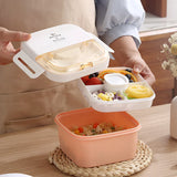 Bento Lunch Box,Portable Double Layer Salad Box,Lunch Box for Toddlers with Tableware,Microwavable Food Storage Container