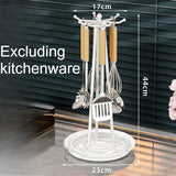 Upgraded kitchen rotary spatula rack bolded storage stable and enlarged storage rack with water tray