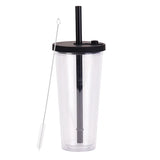 700ml,Double-Layer Straw Cup/MUG,Drinkware,Environmentally Friendly Plastic,Large Diameter,Transparent Milk Tea Cup,Holiday Gift