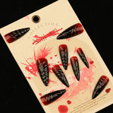 24pcs Halloween 3D Three Dimensional False Nails Blending Nail Art Press On Nails For Women and Girls Nail Art Salon